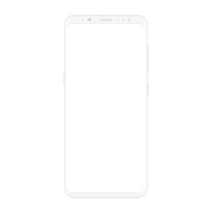 Poster - High quality realistic new version of soft clean white smartphone with blank white screen. Realistic vector mockup phone for visual ui app demonstration.
