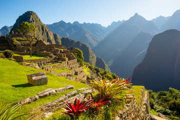 Canvas Print - Sunrise on Machu Picchu, the lost city of inca