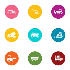 Poster - Disassembly of concrete icons set. Flat set of 9 disassembly of concrete vector icons for web isolated on white background