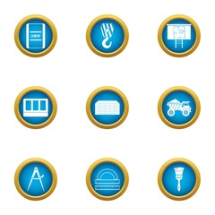Poster - Dimensional drawing icons set. Flat set of 9 dimensional drawing vector icons for web isolated on white background
