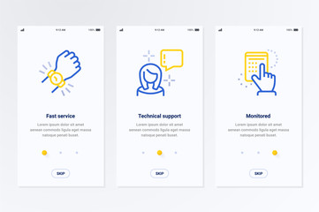 Poster - Fast service, Technical support, Monitored Vertical Cards with strong metaphors.