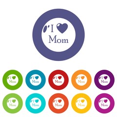 Sticker - Love mother icons color set vector for any web design on white background