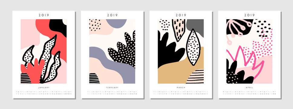 Wall Mural -  - 2019 four month printable calendar template