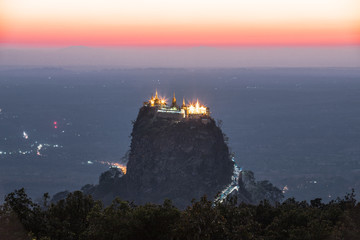 Buddha temple in the sunset dawn