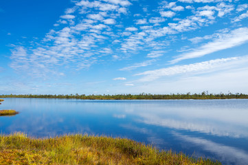 Wall Mural - Colorful landscape with  lake and beautiful sky in Western Siberia