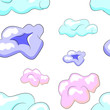 Seamless pattern with hand drawn clouds