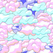 Seamless pattern with hand drawn clouds