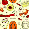 Seamless pattern pumpkin and sweets