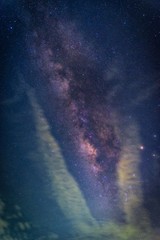 Wall Mural - landscape with milky way galaxy. night sky with stars.