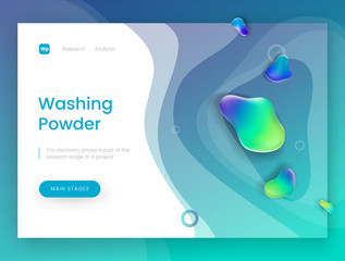 Wall Mural - Landing page template with a blue fresh background - Washing Powder, can be used for detergent, soap, shampoo and laundry theme web sites.