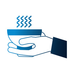 Poster - hand holding coffee cup hot beverage