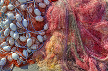 Pile Of Fishing Nets Closeup