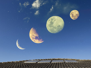 phases of the moon in the sky over celling