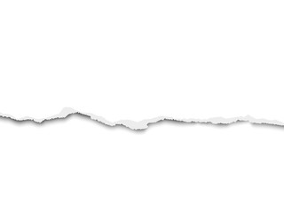 Wall Mural - Torn bottom side of sheet of white paper placed horizontal from left to right. Vector paper mockup.