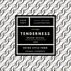 Poster - Minimal logo in frame on abstract geometric background with curly elements