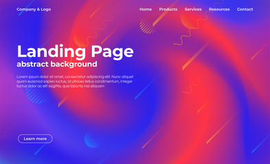 Leinwandbilder - Landing page template. Abstract background with gradient shapes. Colorful background for website