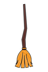 Poster - broom made from twigs on a long wooden handle object halloween