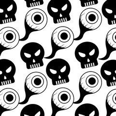 Canvas Print - halloween eye and skull icon pattern