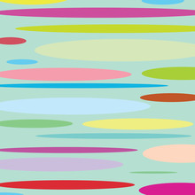 Abstract Teal Blue Background In Modern Art Design With Pink Purple Green Yellow And Red Oval Shapes In Fun Minimal Vector Design Pattern