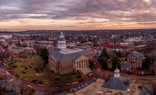 Annapolis Maryland Capitol Aerial View Panorama At Sunset