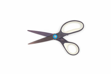 Single black steel scissors.