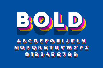 Modern bold font design, alphabet letters and numbers