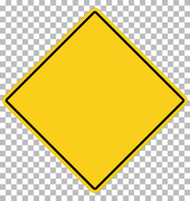 Blank Yellow Sign. Empty Yellow Symbol On Transparent. Empty Warning Sign.
