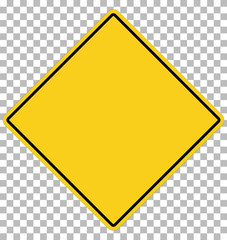 blank yellow sign. empty yellow symbol on transparent. empty warning sign.