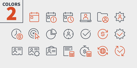 Poster - Business UI Pixel Perfect Well-crafted Vector Thin Line Icons 48x48 Ready for 24x24 Grid for Web Graphics and Apps with Editable Stroke. Simple Minimal Pictogram Part 3-6