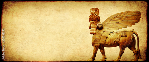 Fotomural Grunge background with paper texture and lamassu