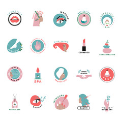 Wall Mural - Set of beauty and cosmetics icons