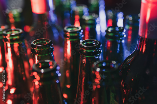 Fotografie, Obraz Stop drinking concept: Empty glass bottles on blurred background.