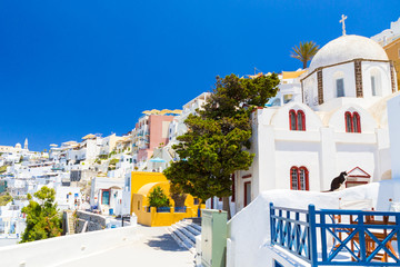 Wall Mural - View of Thera the most beautiful village of Santorini island in Greece.