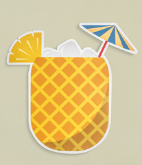 Canvas Print - Fresh pineapple juice summer drink icon isolated