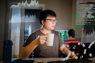 yang man working with computer