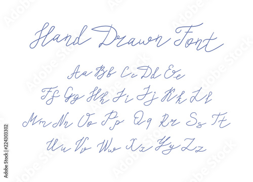 Fotografia, Obraz Vector Handwritten Font, Freehand Writing Letters on White Background
