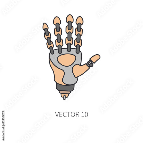 Fotografie, Obraz Bionic robot arm prosthesis color line icon