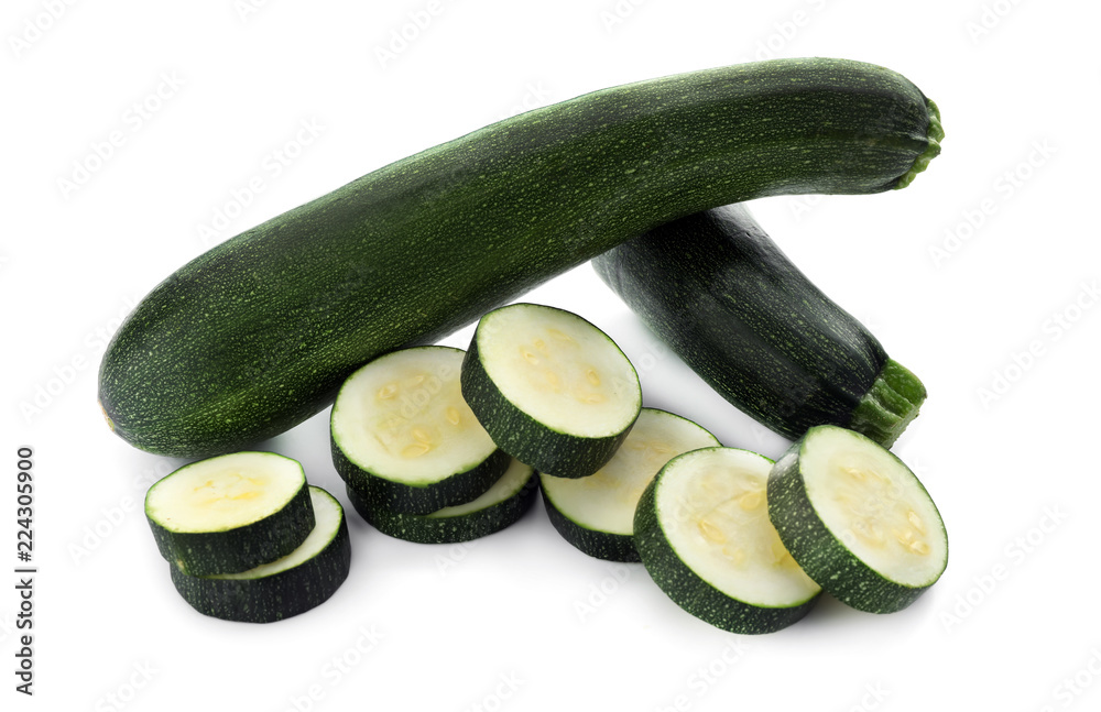 Fresh zucchini on white background