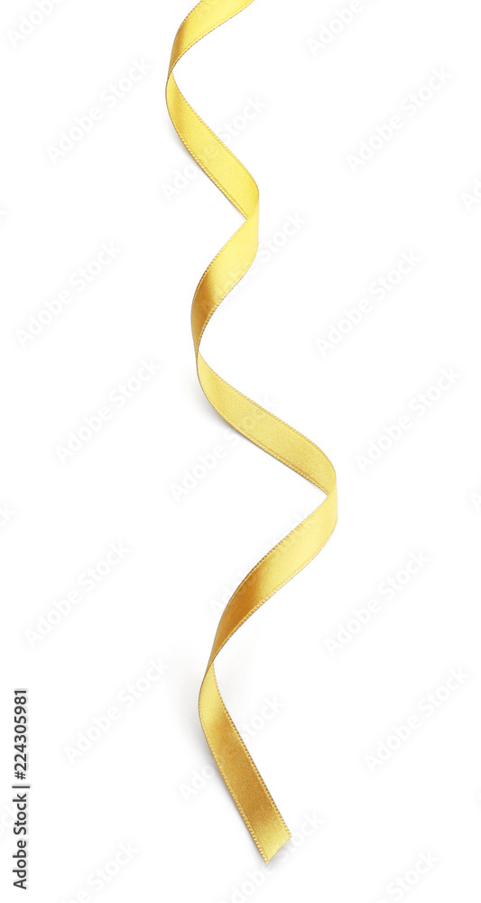 Beautiful golden ribbon on white background