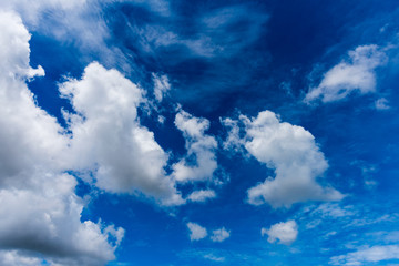 blue sky with white and blue and pink clouds. clear sky. beautiful sky. evening sky. yellow and blue