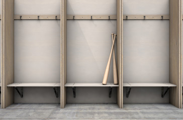 Wall Mural - Change Room Cubicles With Baseball Bat