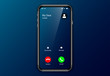 iphone incoming call screen user interface. elegant mockup ui ux smartphone template. realistic phone frame design