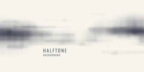 Poster - Monochrome printing raster, abstract vector halftone background. Black and white texture of dots.