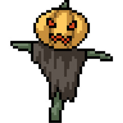 Canvas Print - vector pixel art scary scarecrow