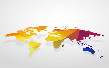 Wall Mural - color blank world map fake 3D