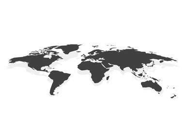 Wall Mural - black blank world map fake3D