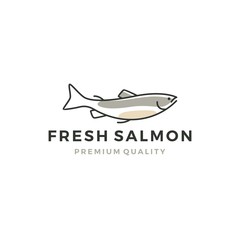 Sticker - salmon fish logo seafood label badge vector sticker download