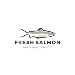 Wall Mural - salmon fish logo seafood label badge vector sticker download