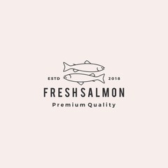 Poster - salmon fish logo seafood retro hipster vintage label badge vector sticker download