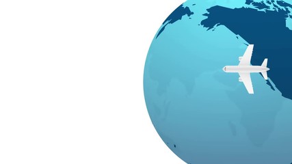 Wall Mural - travel by plane abstract motion background blue earth globe animation